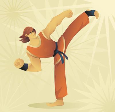 taekwondo cartoon characters vector