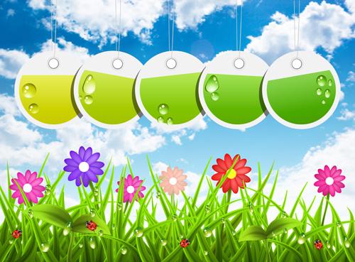 tags and spring background art vector