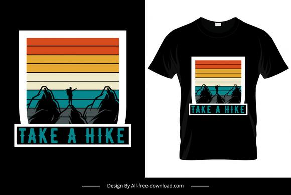 take a hike tshirt template flat handdrawn silhouette classic decor