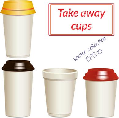 take away paper cups vector set