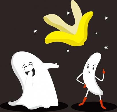 tale background funny ghost stylized banana icons