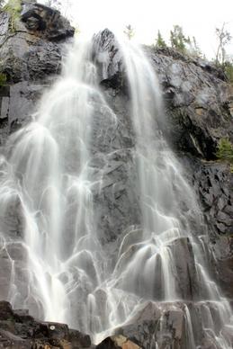 tall waterfall at lake nipigon ontario canada