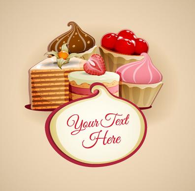 tasty dessert and sweets background vector