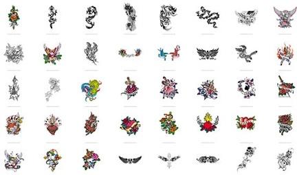 tattoo decoration icons collection colored classical design