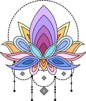tattoo template colorful lotus sketch