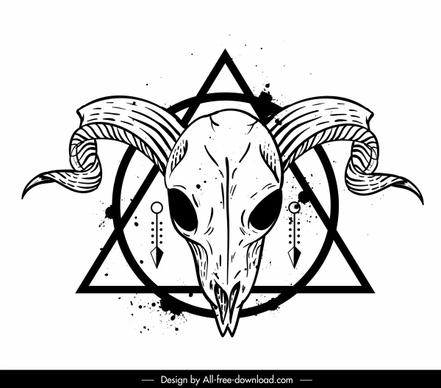 tattoo template grunge bull skull geometry sketch