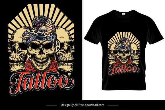 tattoo tshirt template horror skulls sketch dark retro design 