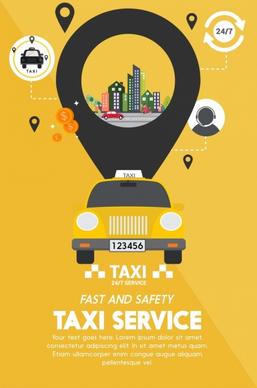 taxi service advertisement yellow design ui oval decoration