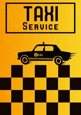 taxi service advertising yellow black squares flat car