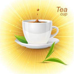 tea cup with glowing background vector