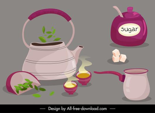 tea making design elements objects ingredients sketch