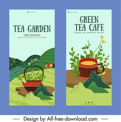 tea products advertising banner colorful classic plants decor
