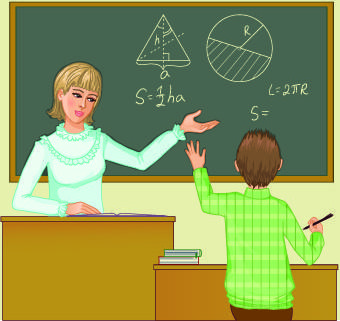 teacher with student vector