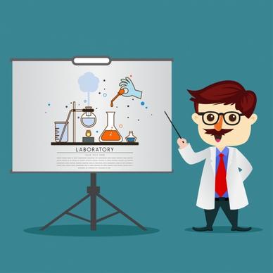 teaching theme chemistry subject teacher icon cartoon design