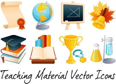 teaching icons collection various colored symbols