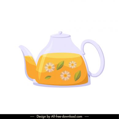 teapot flower icon flat elegant classical design 