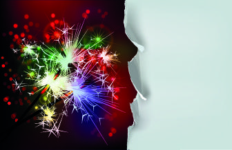 tear paper with christmas fireworks background vector