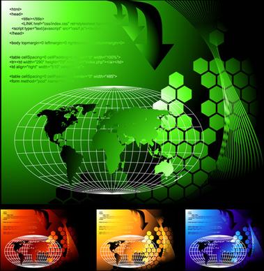 tech earth with web code vector background