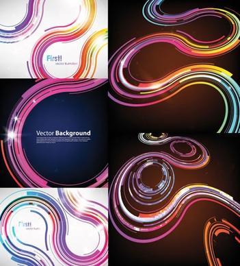 technology background templates sparkling curved lines decor