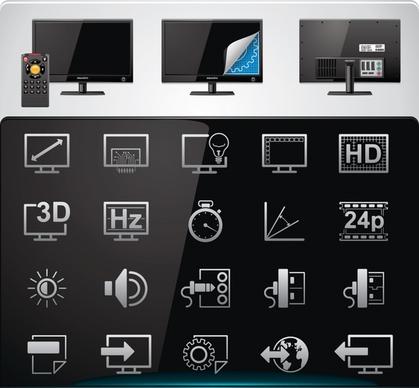 technology screen sign icons shiny modern design