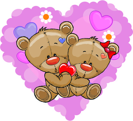 teddy bear with red heart vector cards