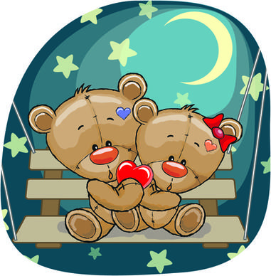 teddy bear with red heart vector cards