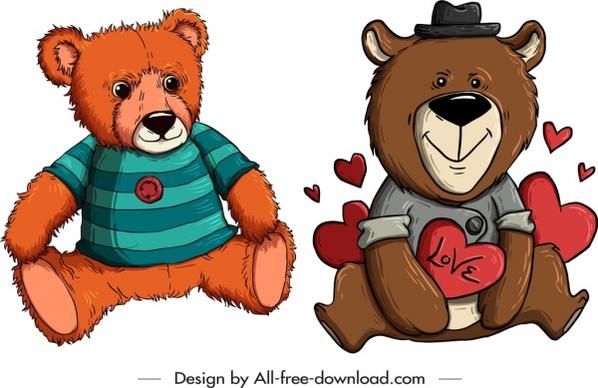 teddy bears templates cute stylized cartoon sketch