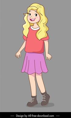 teenager icon cute blonde girl sketch cartoon design