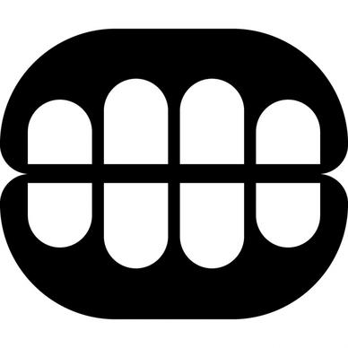 teeth sign icon flat contrast black white sketch