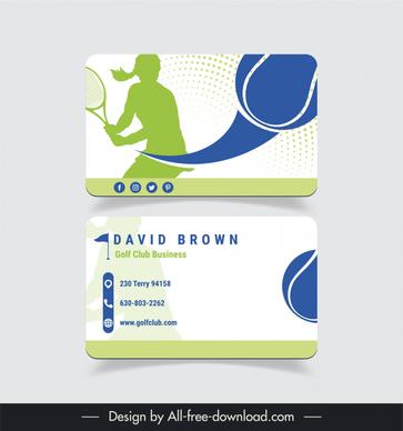 tennis business cards template dynamic player ball silhouette