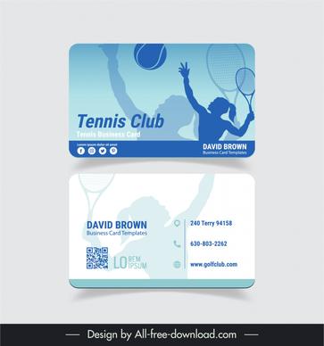 tennis business cards template flat blurred dynamic silhouette 