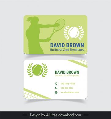tennis business cards template silhouette female player ball net