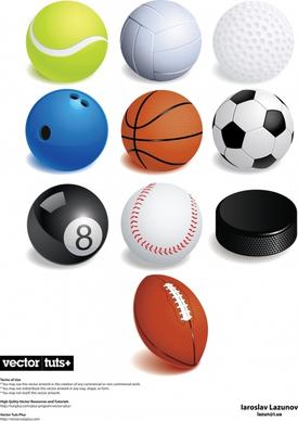 balls sports icons shiny modern 3d sketch