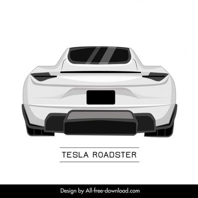 tesla roadster car model icon elegant symmetric back view design 