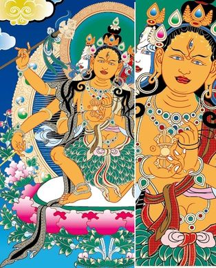 thangka mother leaves clothes vector