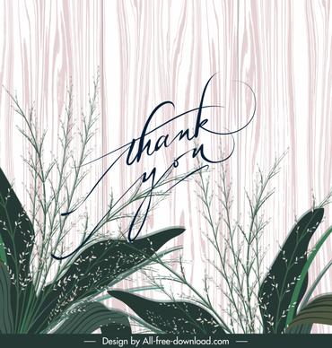 thank card cover template elegant plant wooden backdrop