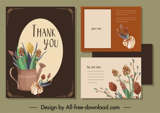 thank card template elegant classical flowerpot decor
