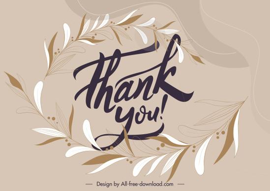 thank you background template elegant leaves sketch