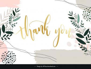 thank you card template classical leaves decor