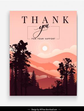 thank you card template dark silhouette mountain scene
