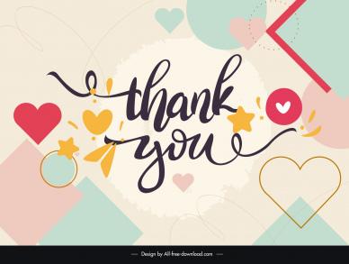 thank you card template dynamic geometry hearts texts