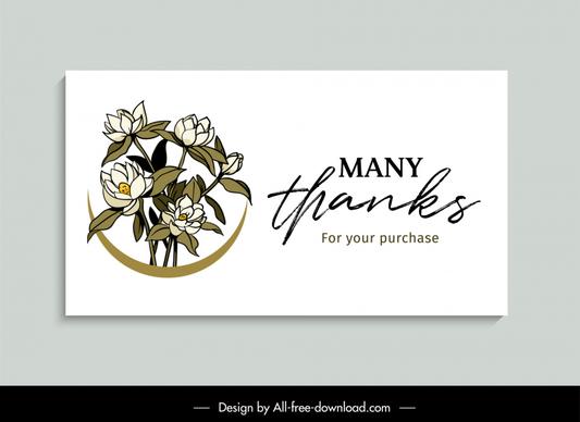 thank you card template elegant classic floras handdrawn