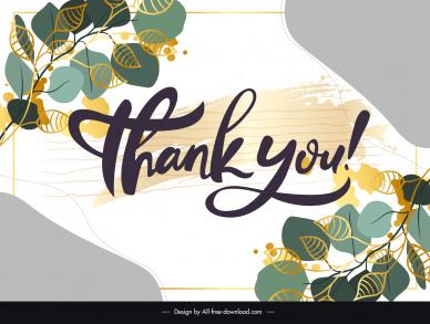thank you card template elegant classic leaves grunge