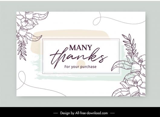 thank you card template elegant flat handdrawn nature elements 