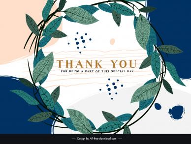 thank you card template elegant leaves laurel classic