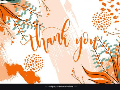 thank you card template grunge classicl leaves decor