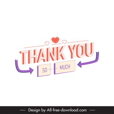 thank you so much stamp sign template capital letters arrows hearts decor