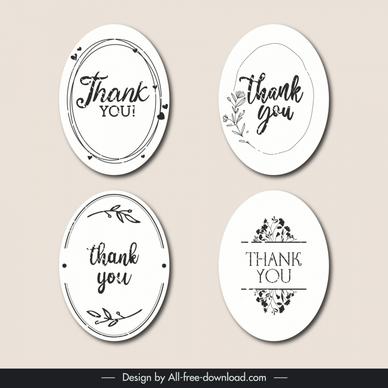 thank you stamp templates classical leaves heart oval shapes