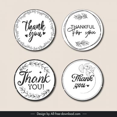 thank you stamps templates classical circles leaves decor