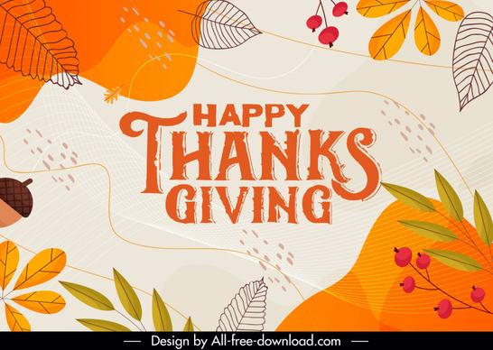 thanksgiving background template classical handdrawn leaves 